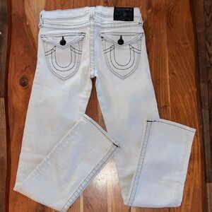 True Religion Women's Cream Straight Leg Jeans